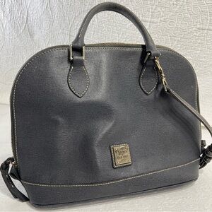 Dooney Bourke Sorrento Zip Zip Satchel Bowler Bag Slate Pebbled Leather Purse